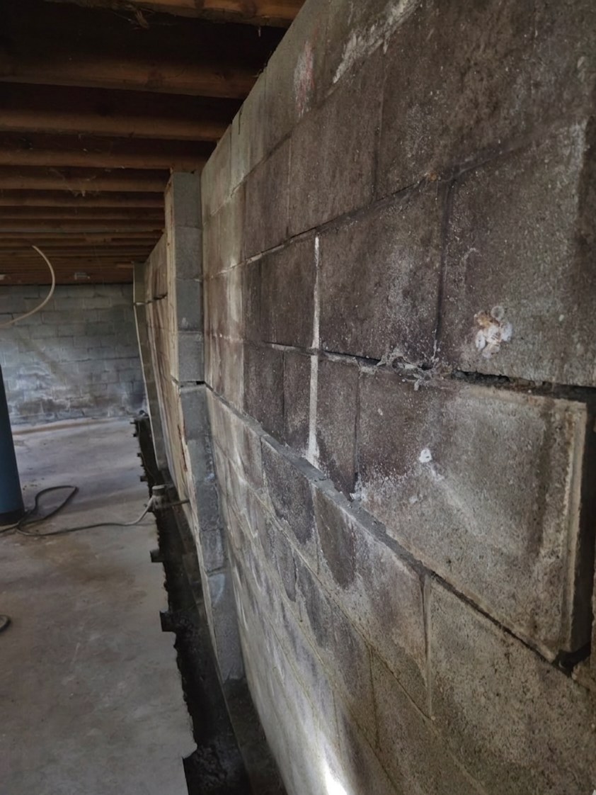 Foundation crack repair on a Columbus basement wall